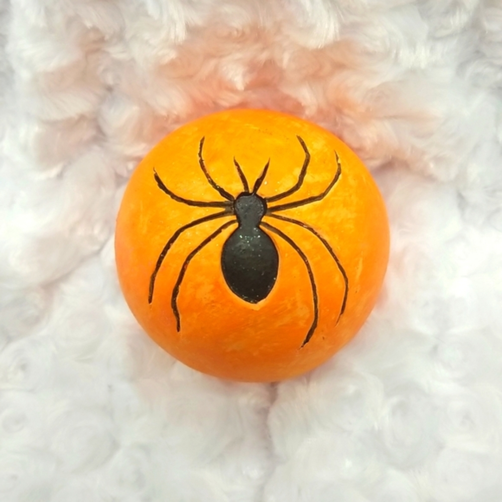 6 Vintage Halloween Decorative Orange & Black Orb Sphere Ball Bowl Filler - Picture 2 of 14